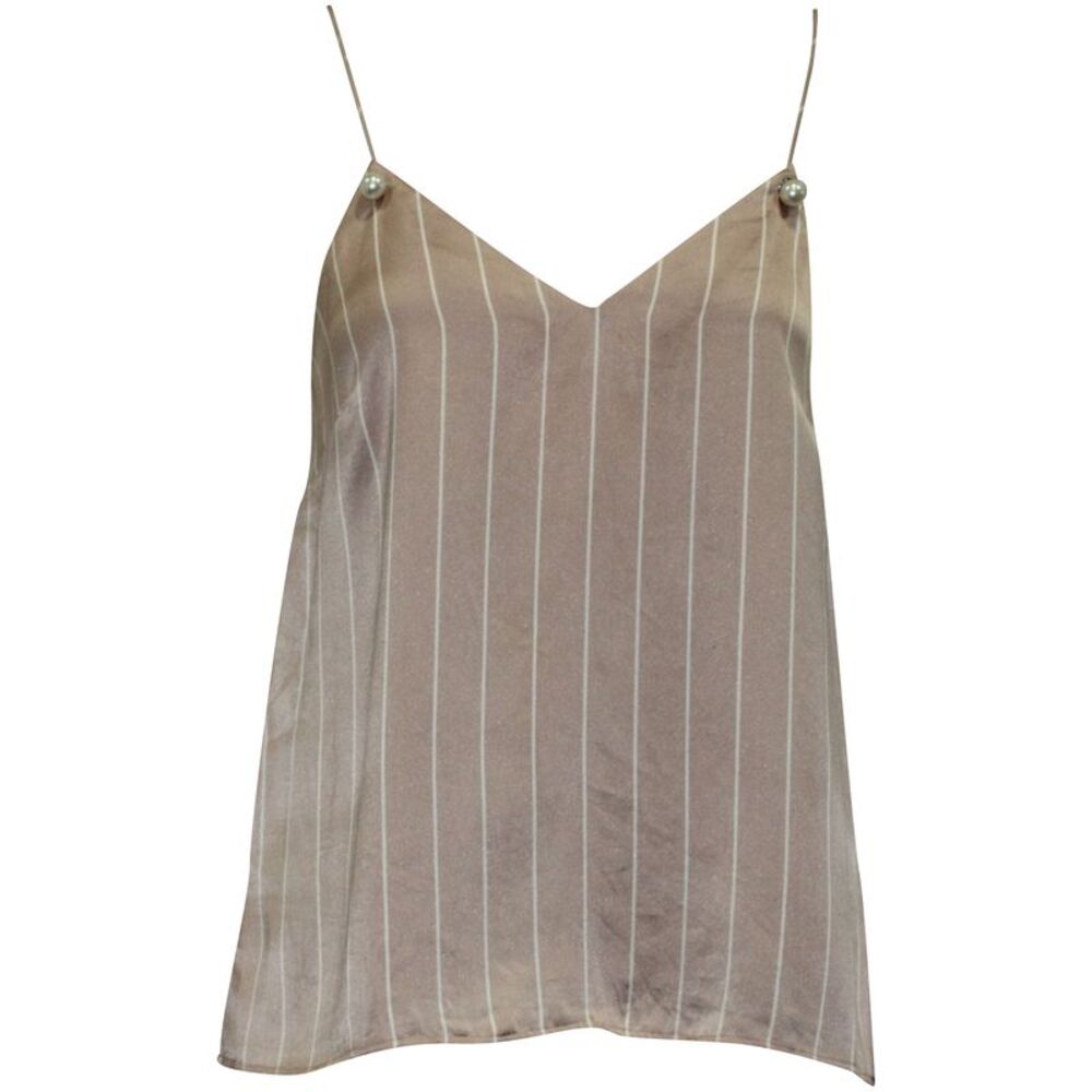 Cami NYC Striped Camisole with Pearl in Pink Silk